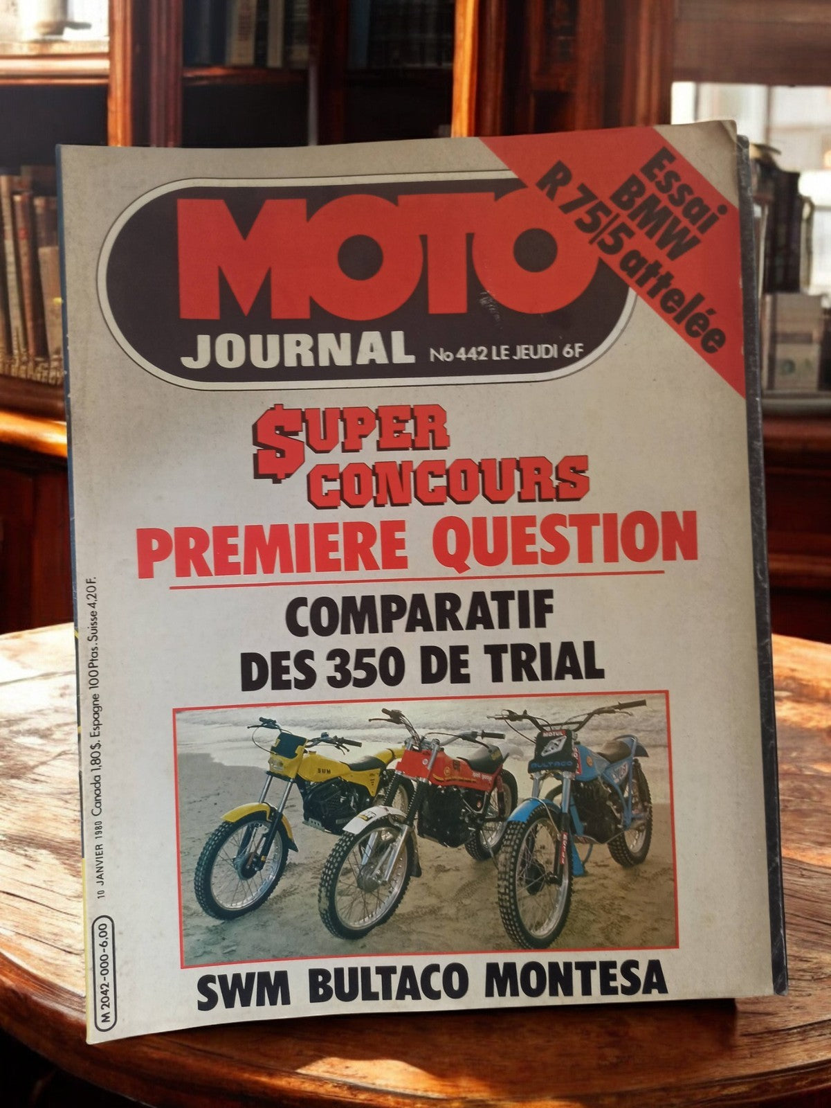 Magazine Moto Journal n°442 vintage 80s ancien comparatif 350 trial SWM Bultaco