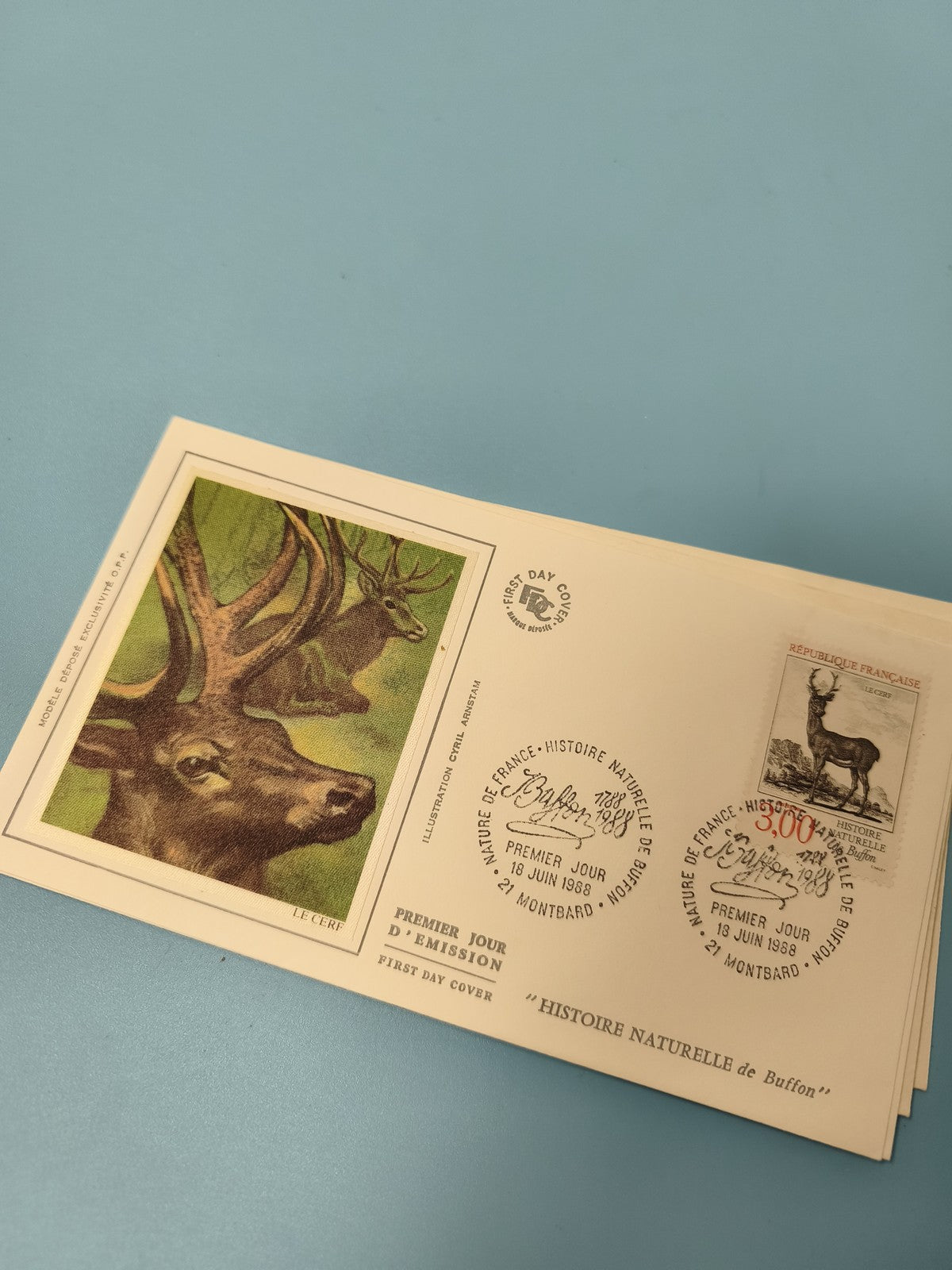 Enveloppe premier jour émission FDC cerf illustration Buffon 1968 Montbard
