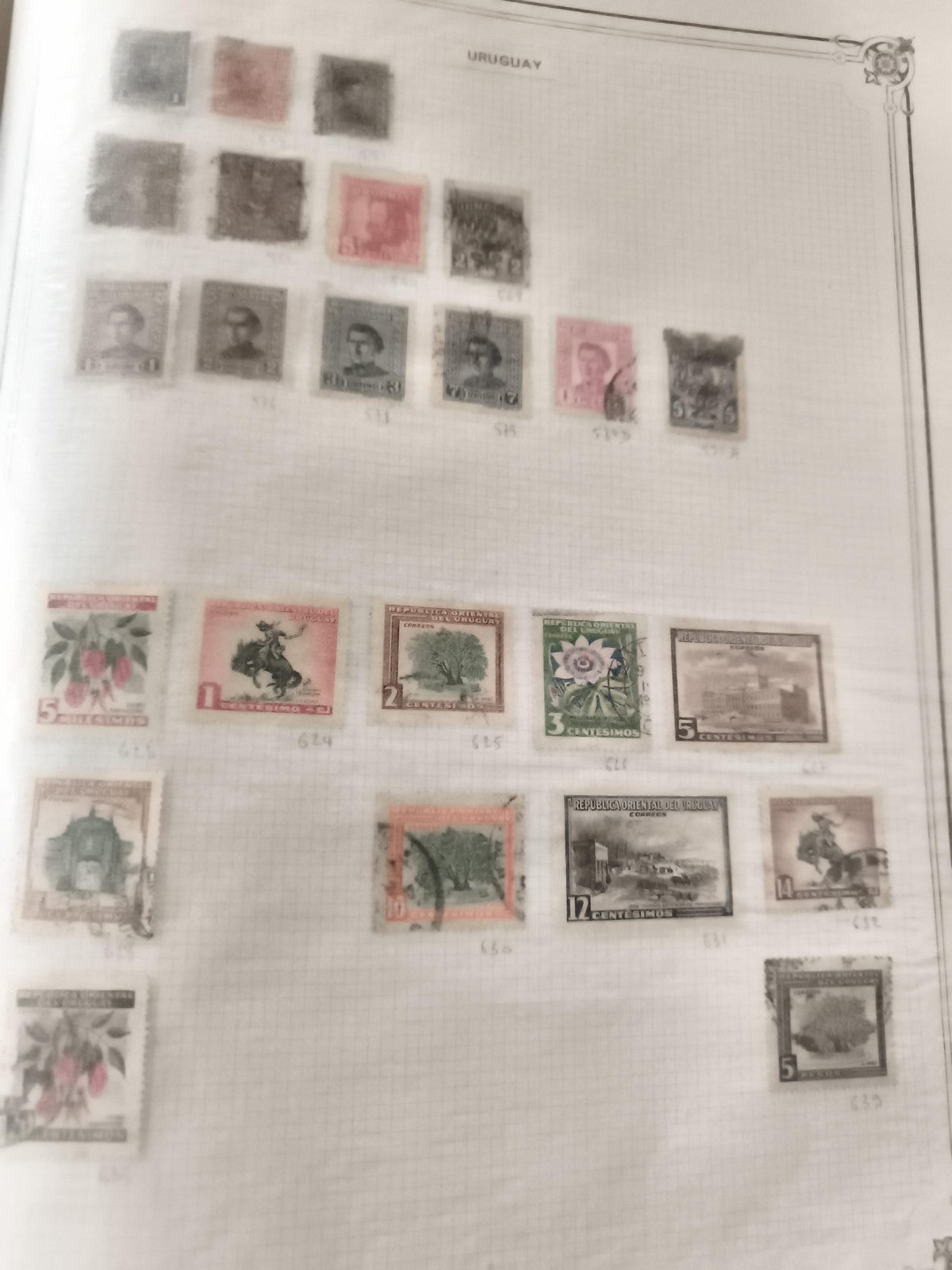 Timbres anciens Uruguay x19 – lot philatélie oblitérés, motifs variés vintage