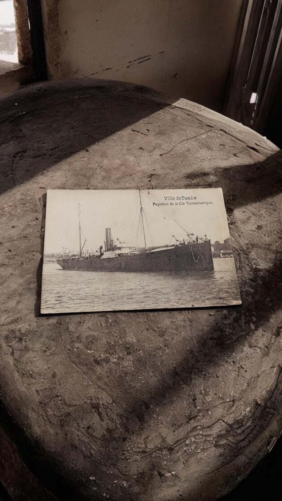 Carte postale ancienne Ville de Tunis paquebot Compagnie Transatlantique