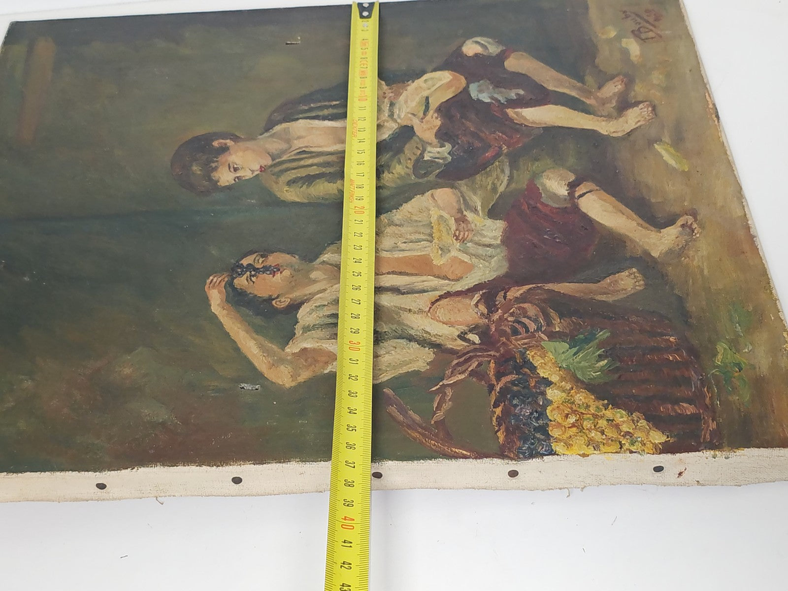 Ancien tableau vintage signé Bouby, peinture sur toile datée 1950, art rétro