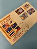 Ancienne enveloppe FDC Vietnam 1968 alliés, timbres, Manifestation Amicale