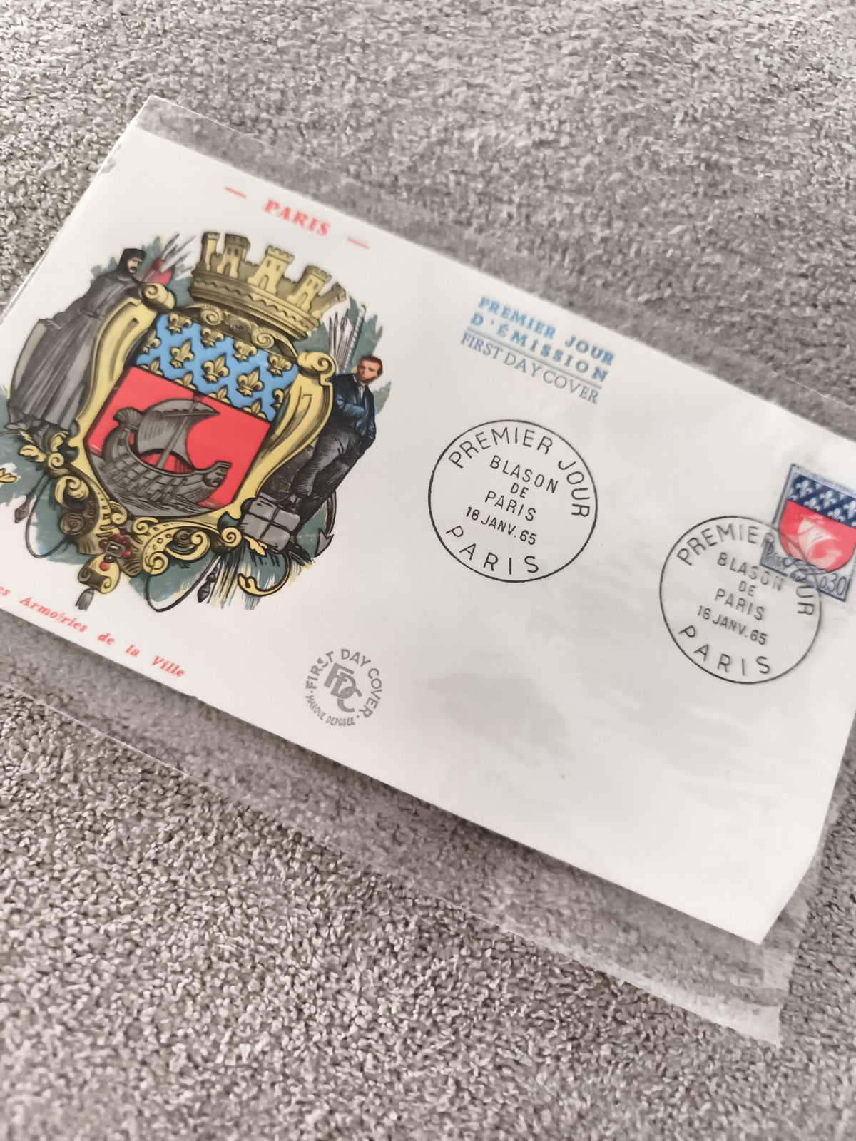 Lettre FDC Premier Jour Paris 1965 blason armoiries philatélie ancienne