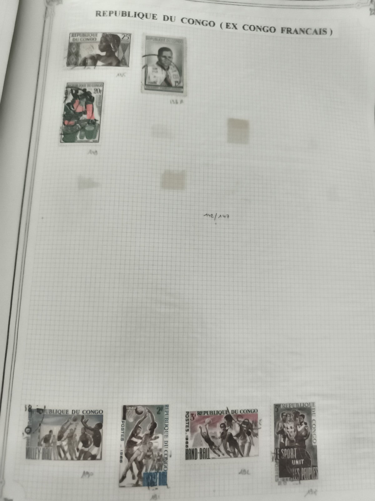 Timbres République du Congo sports, thématiques, poste, lot philatélie
