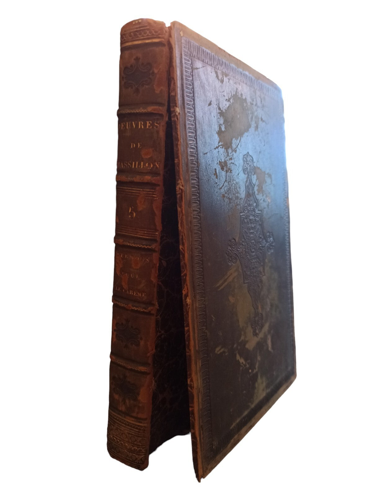 Livre ancien Massillon Œuvres Sermons Carême Tome IV 1823 reliure décorée
