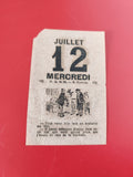 Ancien feuillet calendrier vintage 12 juillet mercredi ? illustration rétro