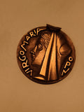 Médaille religieuse Vierge Marie profil relief VIRGO MARIA OPN bronze