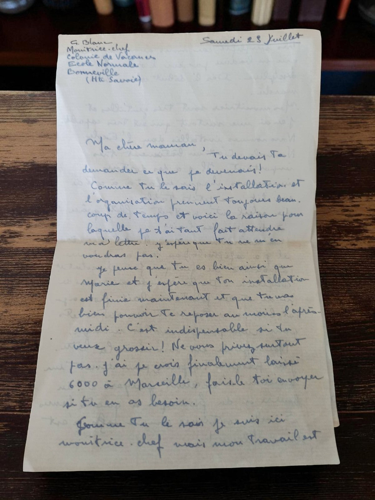 Lettre manuscrite ancienne 1949 colonie vacances Bonneville Haute-Savoie vintage