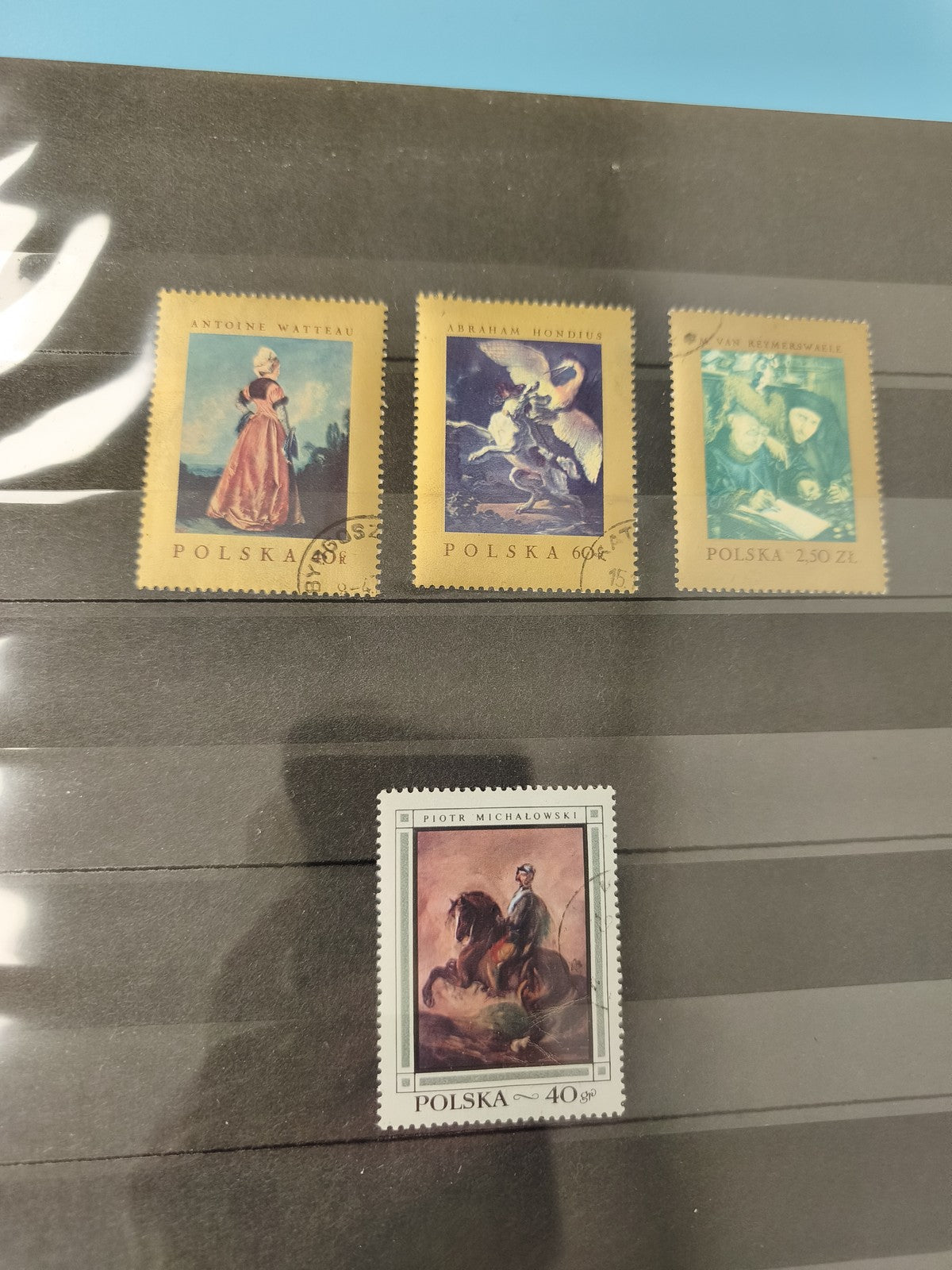 Lot anciens timbres oblitérés Pologne Polska art peintres chevaux collection