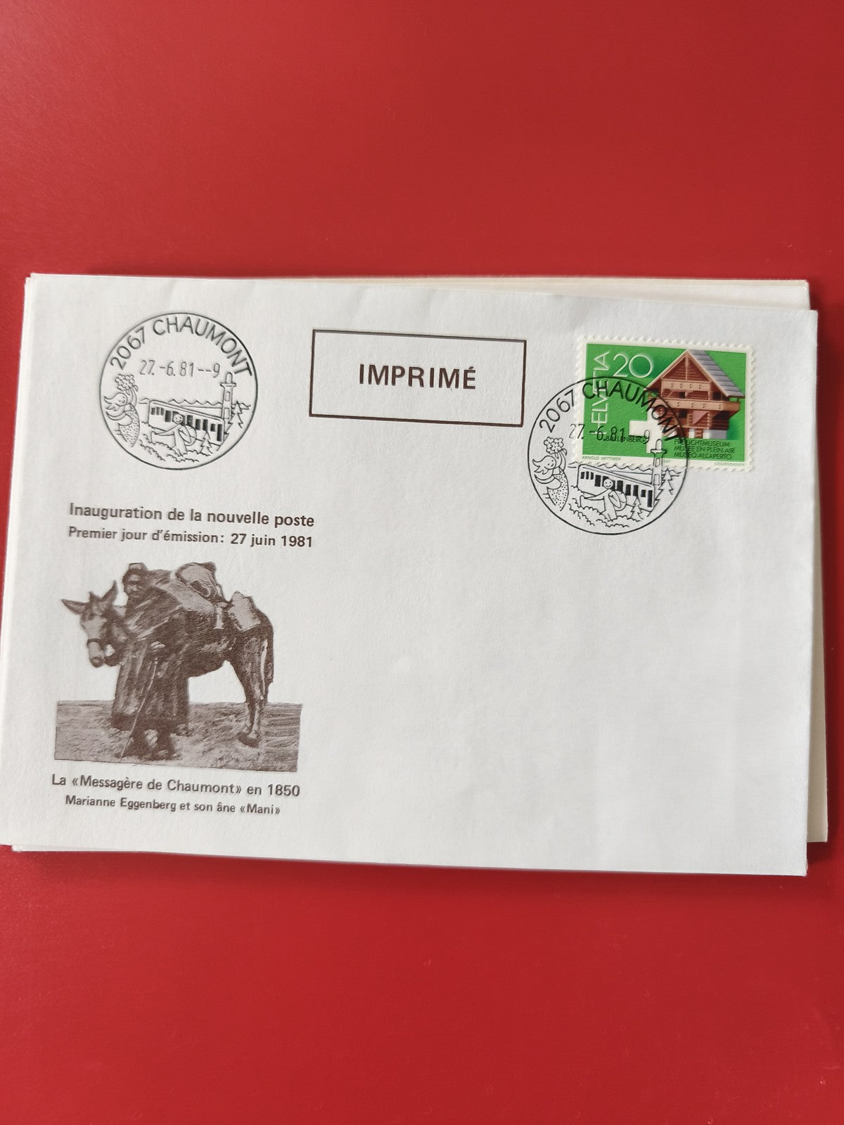 Enveloppe philatélie Chaumont tamponnée 1981 timbre vert illustration âne
