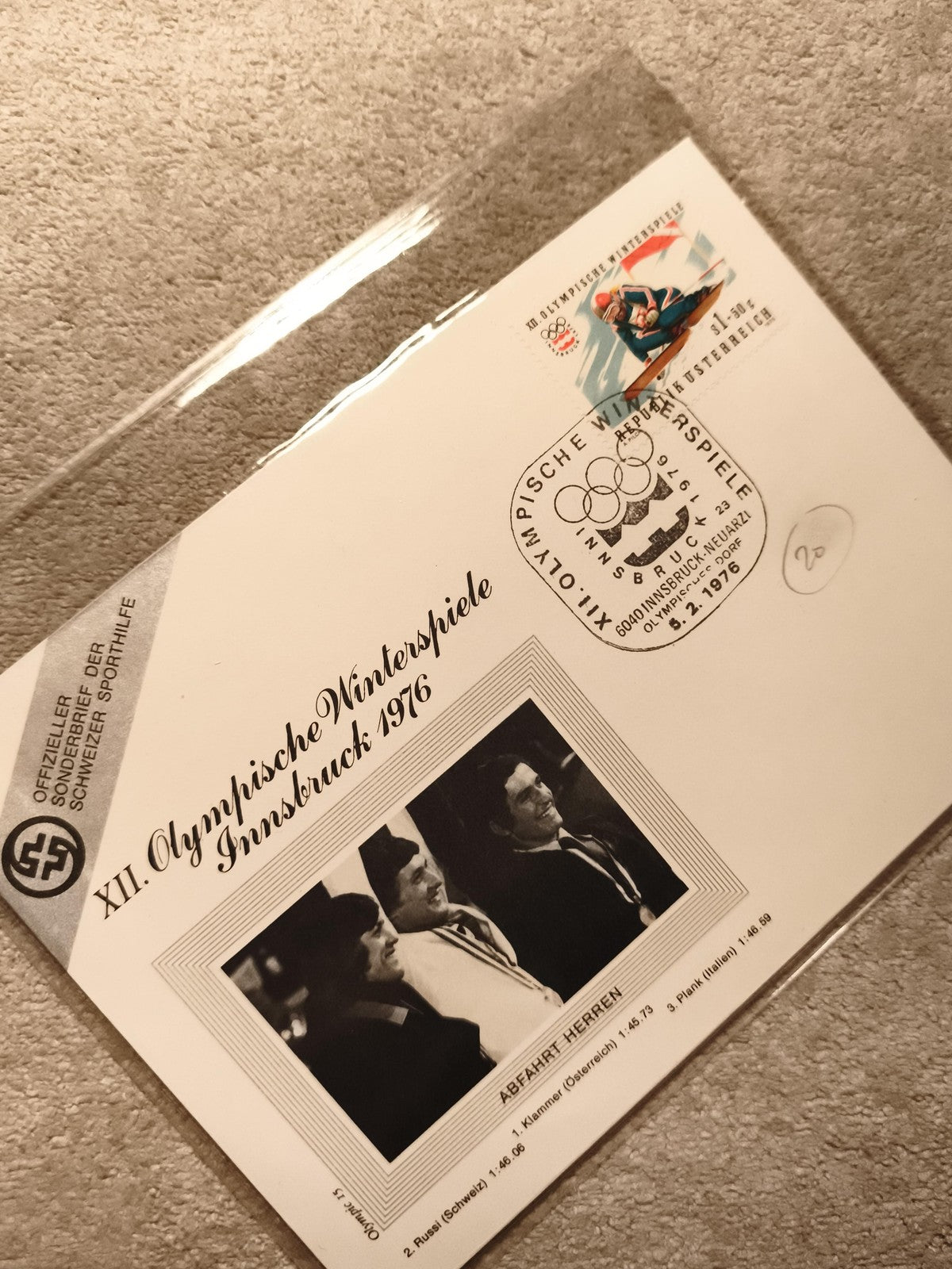 Lettre premier jour JO Innsbruck 1976, affranchie, ski, Suisse (Ref 11)