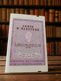 Carte d'électeur ancienne République Française violet vintage document rétro
