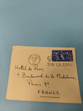 Ancienne enveloppe philatélie timbre Reine Elizabeth II 1953 cachet UK vintage