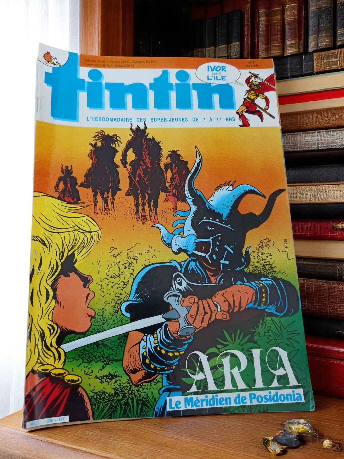 Magazine Tintin vintage ARIA couverture couleur années 80 BD hebdomadaire collec
