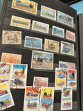 Lot anciens timbres oblitérés étrangers autos trains transports collection