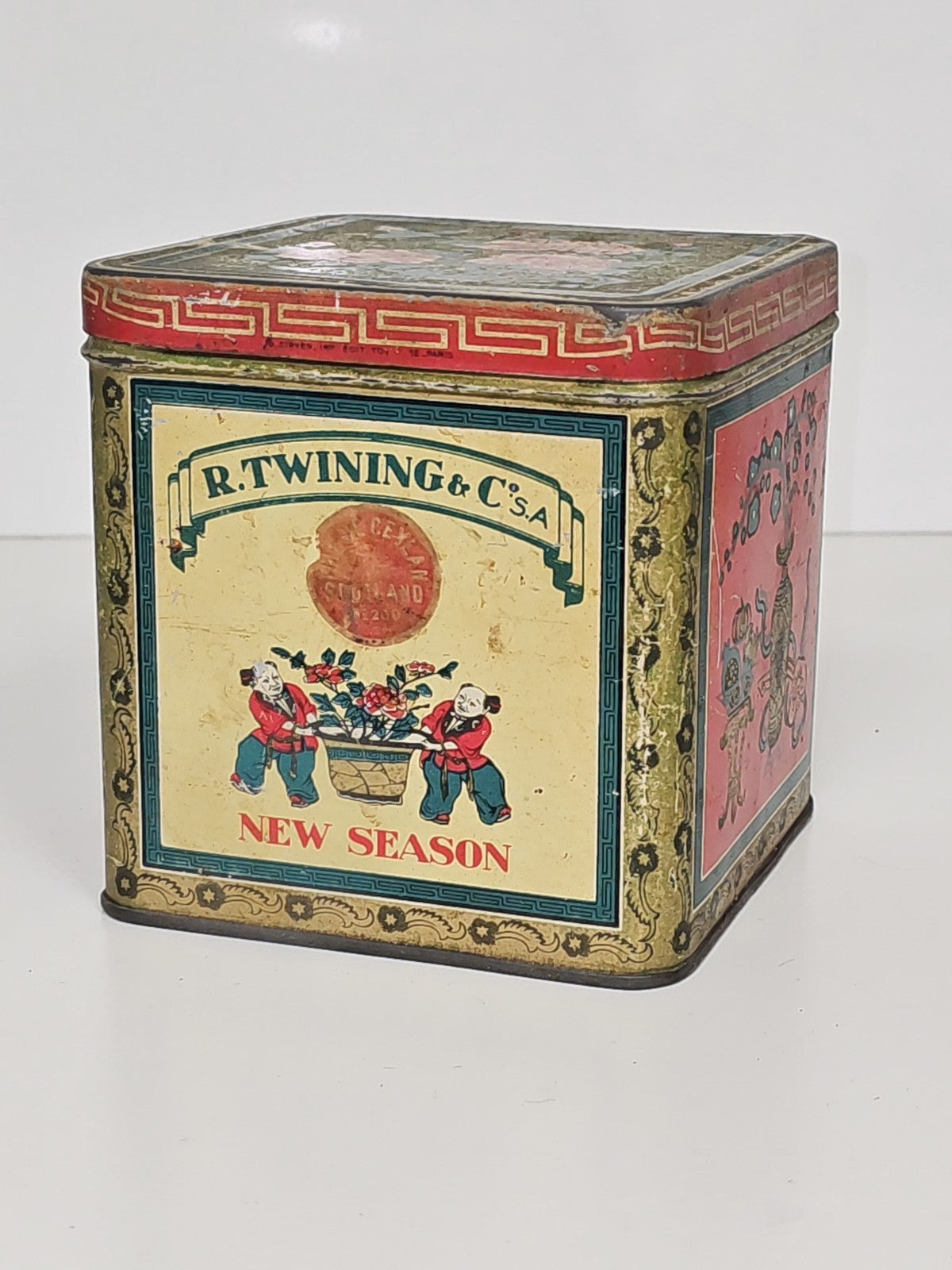 Boîte à thé ancienne en tôle lithographiée vintage déco rétro collection France
