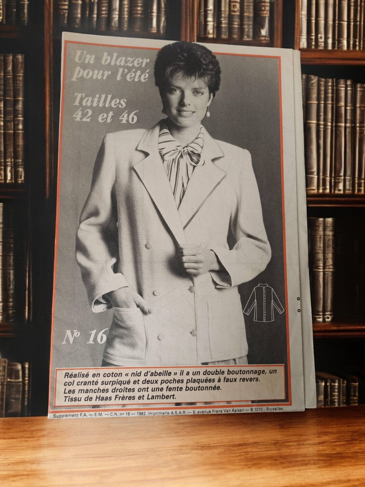 Patron couture blazer été 1982 vintage ancien nid d’abeille tailles 42 46 rétro
