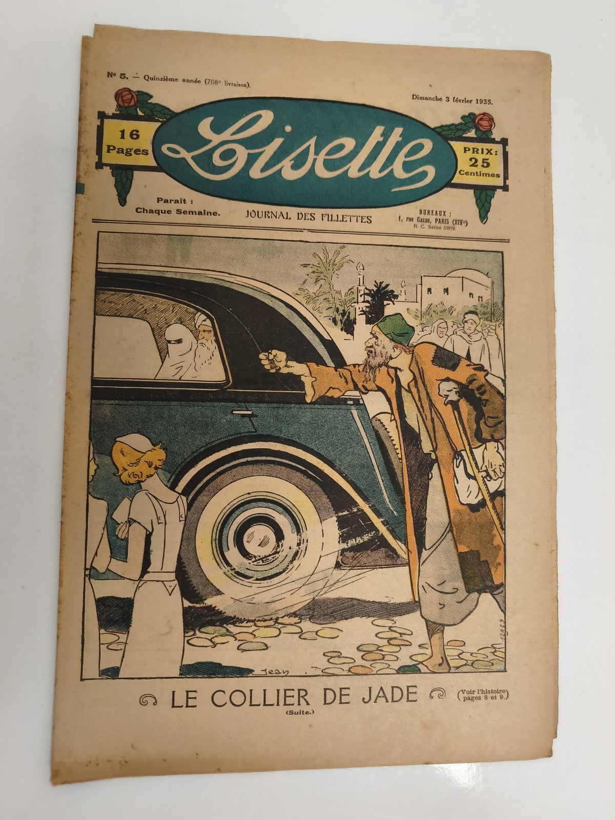 Journal ancien Lisette 1935, 16 pages, couverture illustrée, Le Collier de Jade