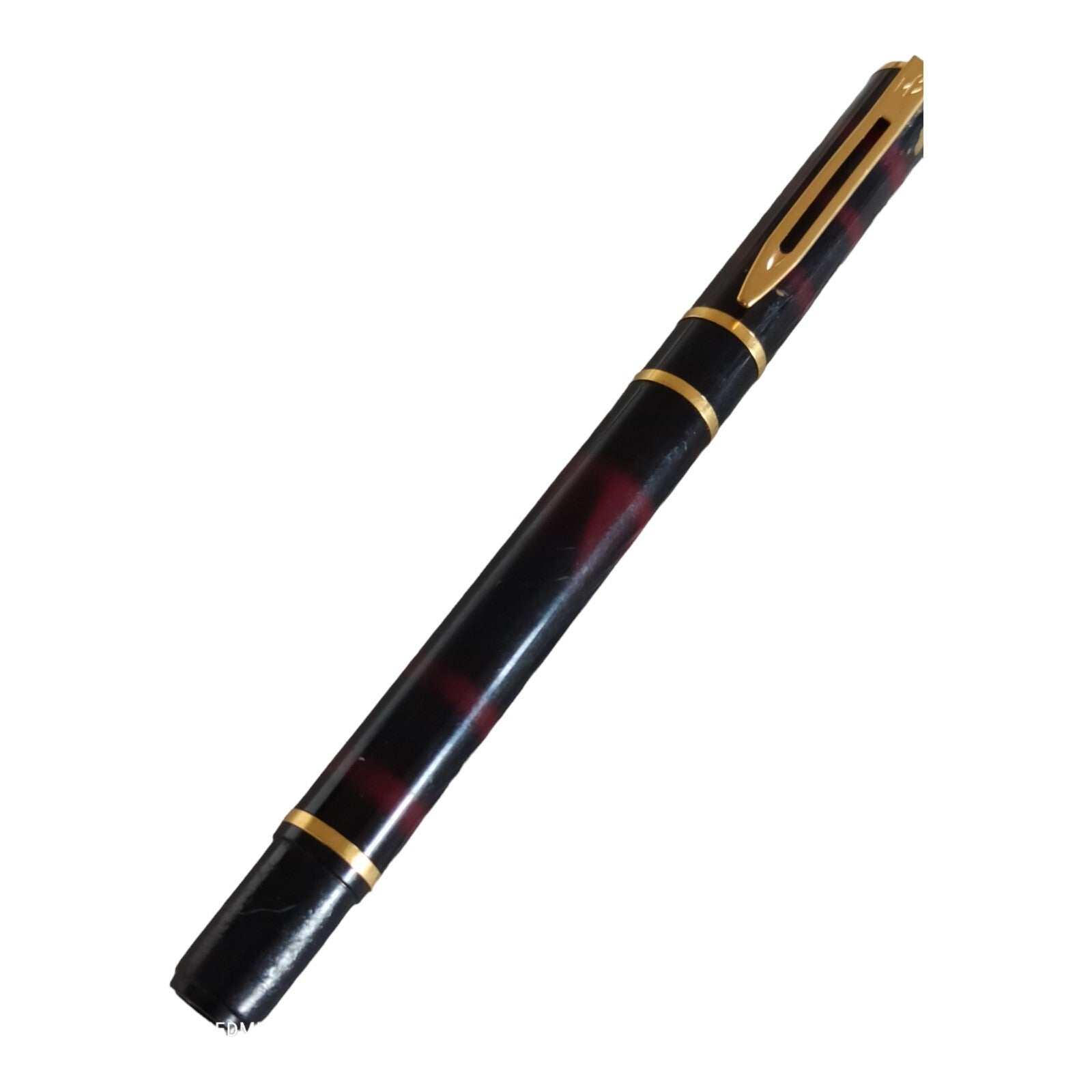 Stylo plume Waterman vintage, finition marbrée et attributs dorés