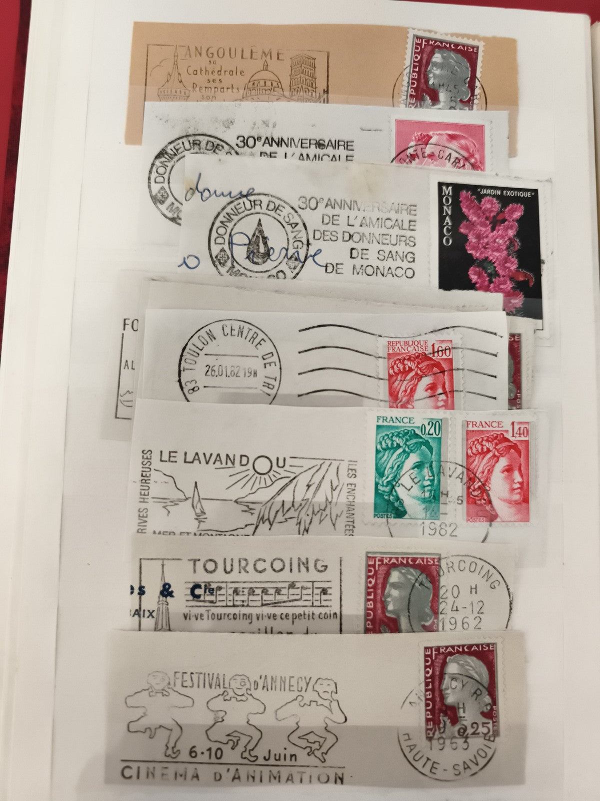 Lot de lettres affranchies timbres Marianne France Monaco oblitérées thématiques