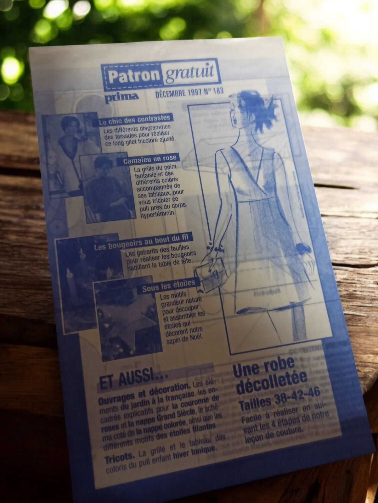 Patron couture vintage Prima robe décolletée 1997 ancien rétro tailles 38-46