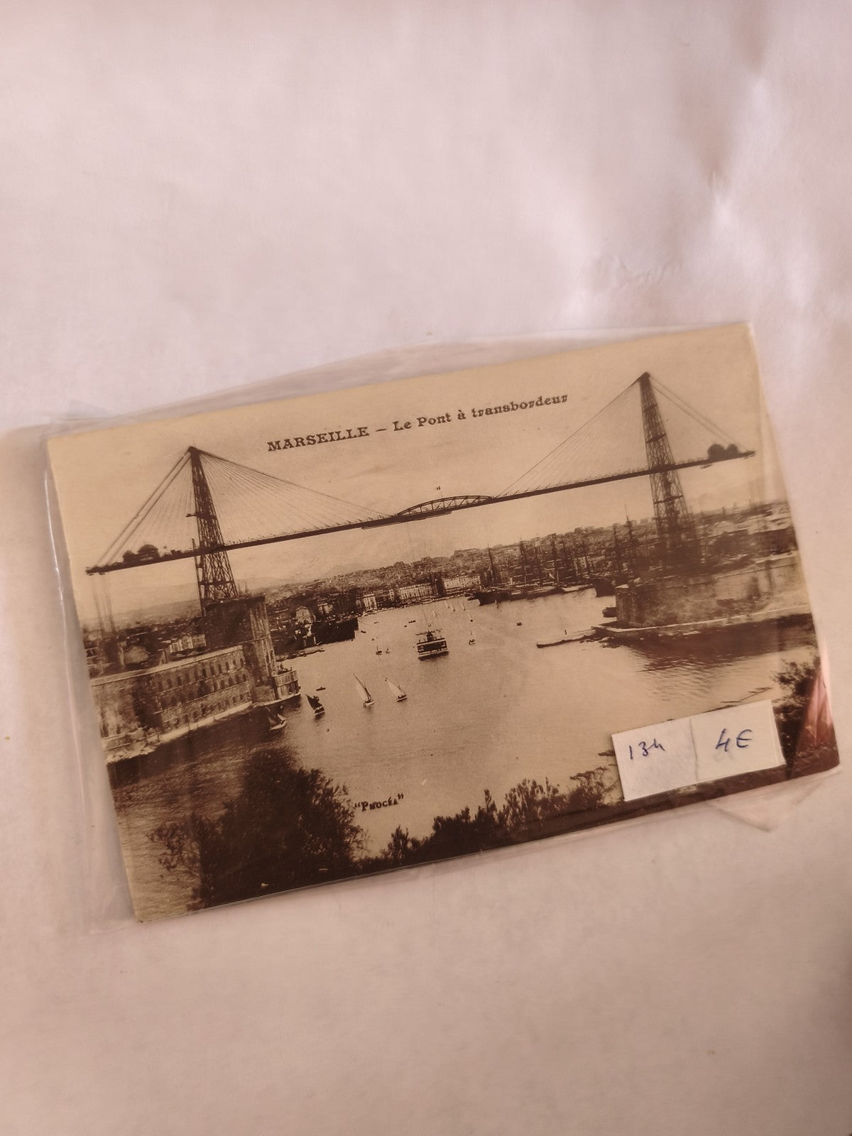 Carte postale ancienne rétro Marseille Pont Transbordeur vue historique vintage