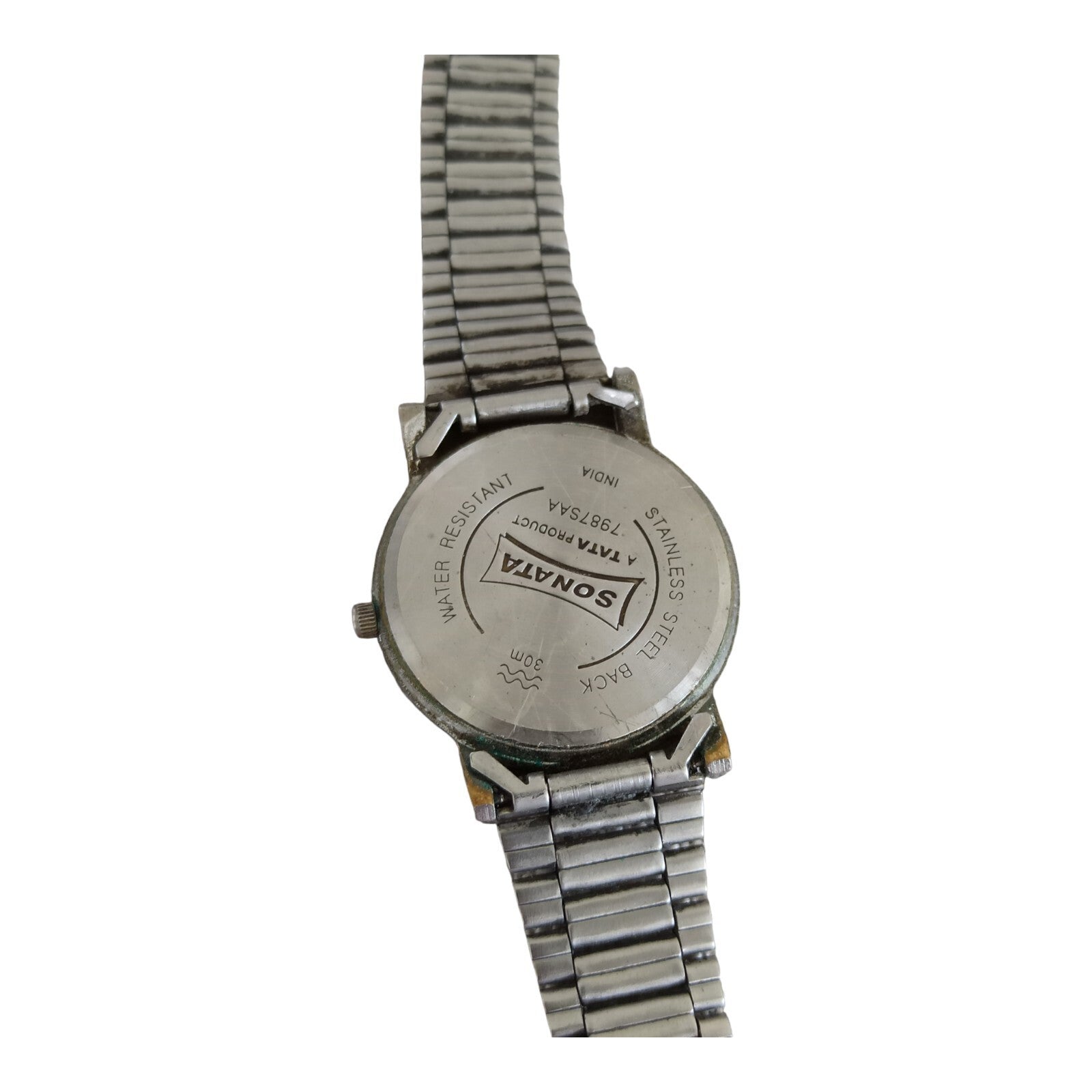 Montre femme SONATA bracelet métal argenté, cadran blanc, pile incluse
