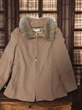 Manteau femme Burton vintage beige col fausse fourrure rétro ancien