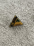 Pin's vintage RACER Cycles triangle jaune vert badge vélo ancien (Ref 1)