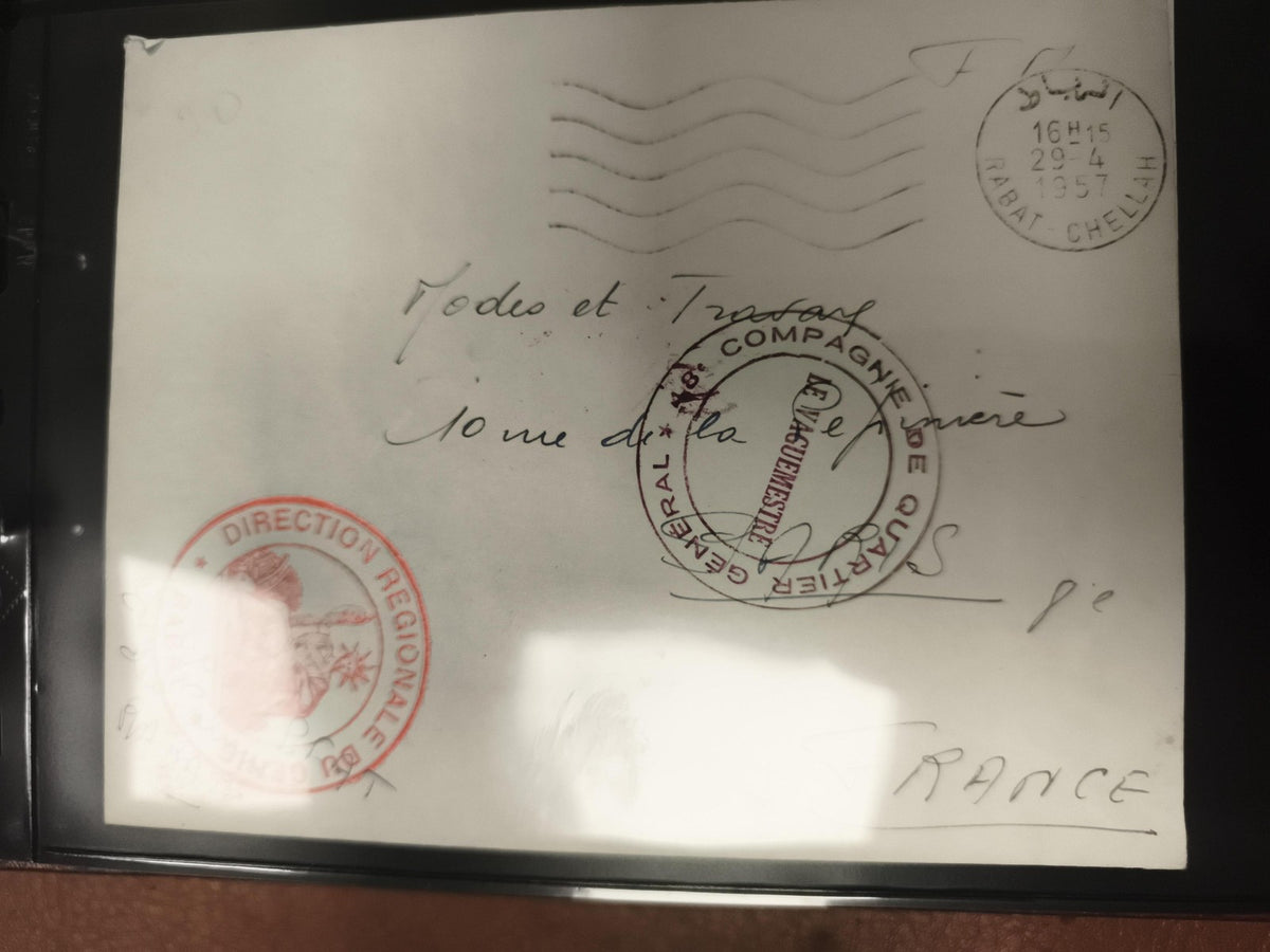 Lettre oblitérée Maroc 1957 cachet Rabat Chellah Direction Régionale philatélie