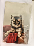 Carte postale ancienne chien panier illustration vintage CPA