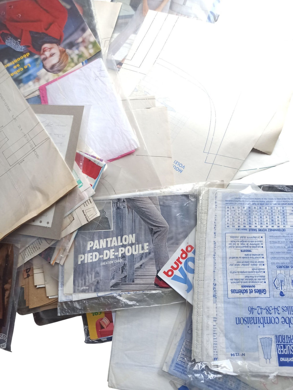 Gros lot patrons couture vintage Burda, années 70-80, patronages rétro