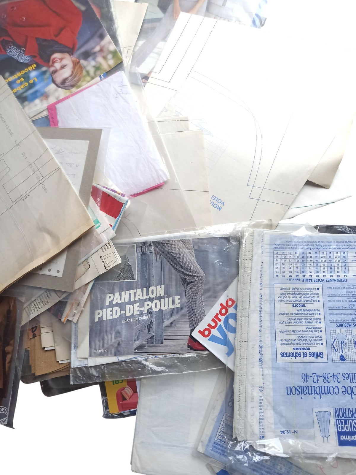 Gros lot patrons couture vintage Burda, années 70-80, patronages rétro