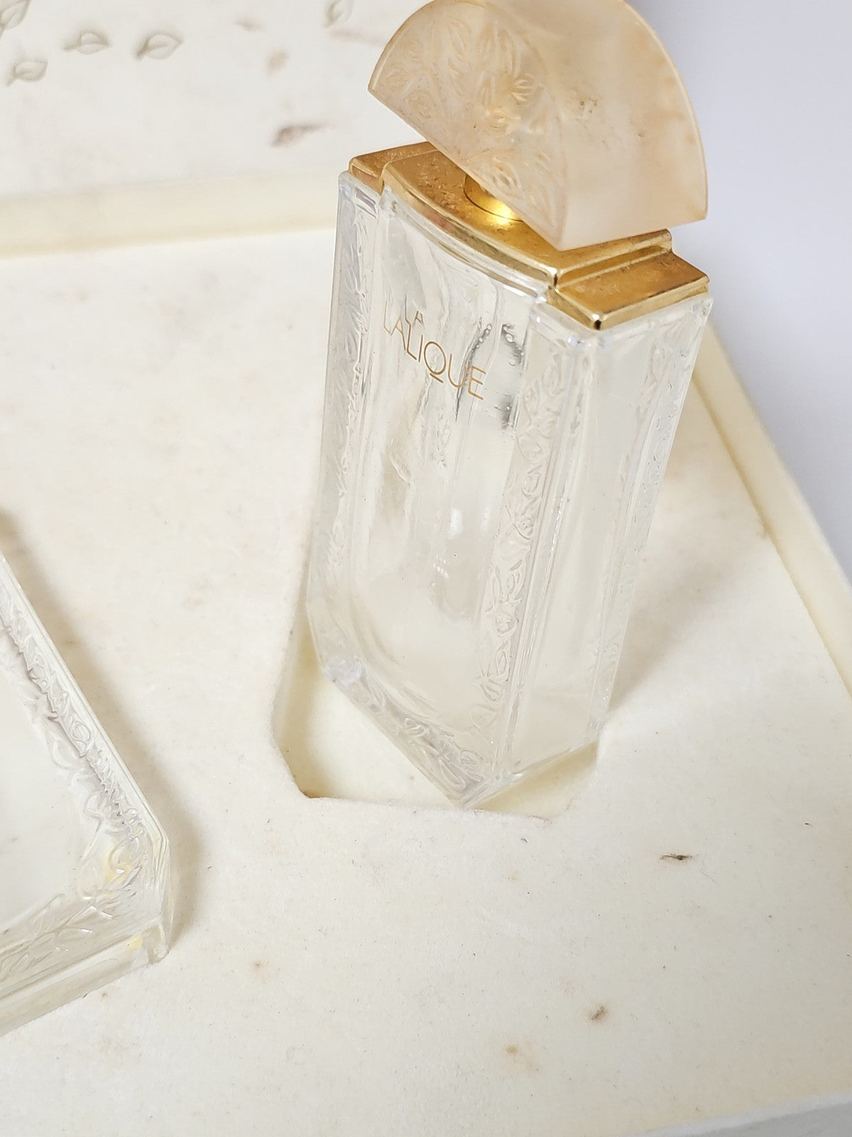 Coffret vintage vide Lalique pour parfums, rare ancien flacon collection rétro