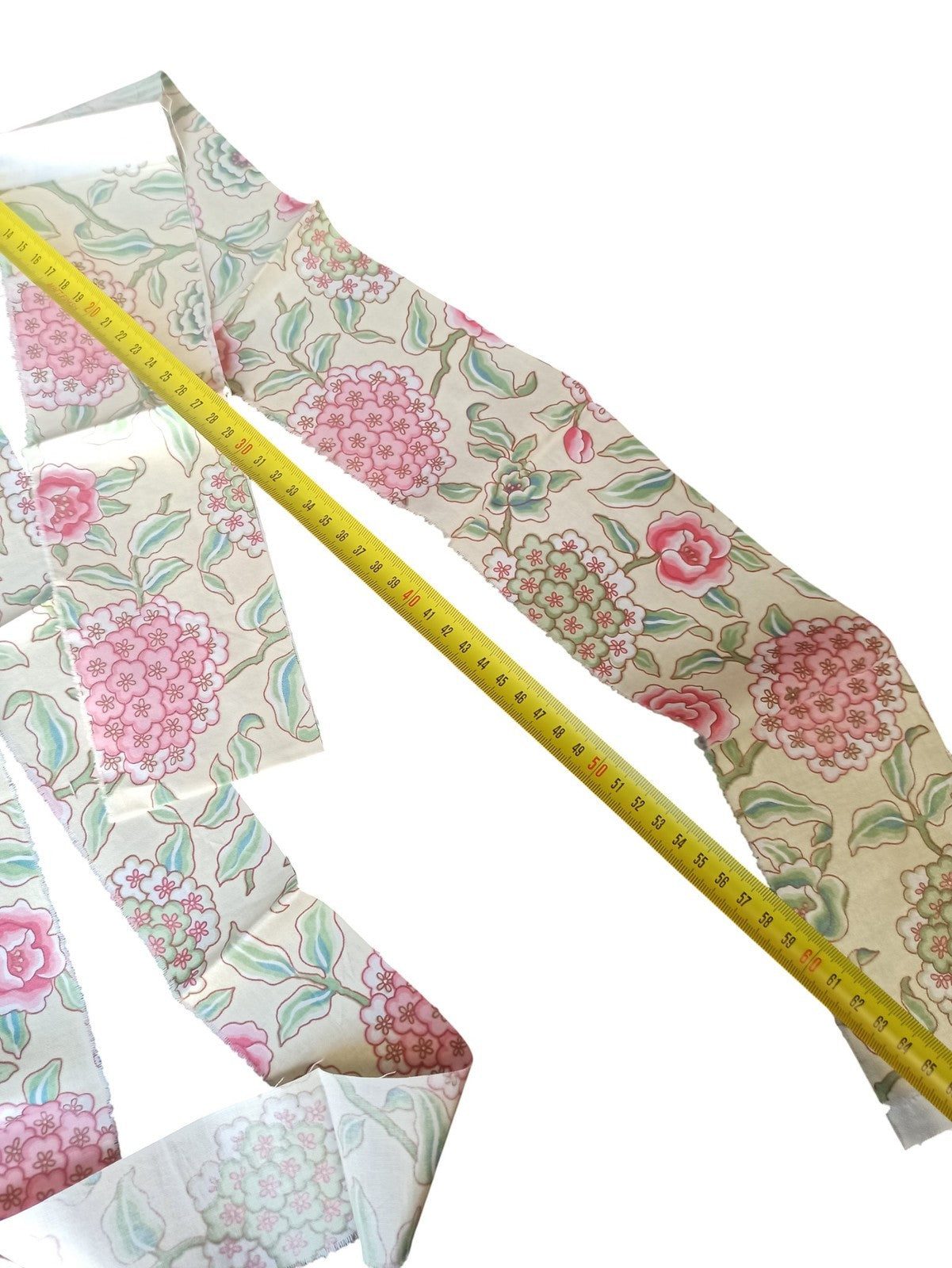 Tissu vintage années 60 motif floral rose vert ancien déco couture rétro