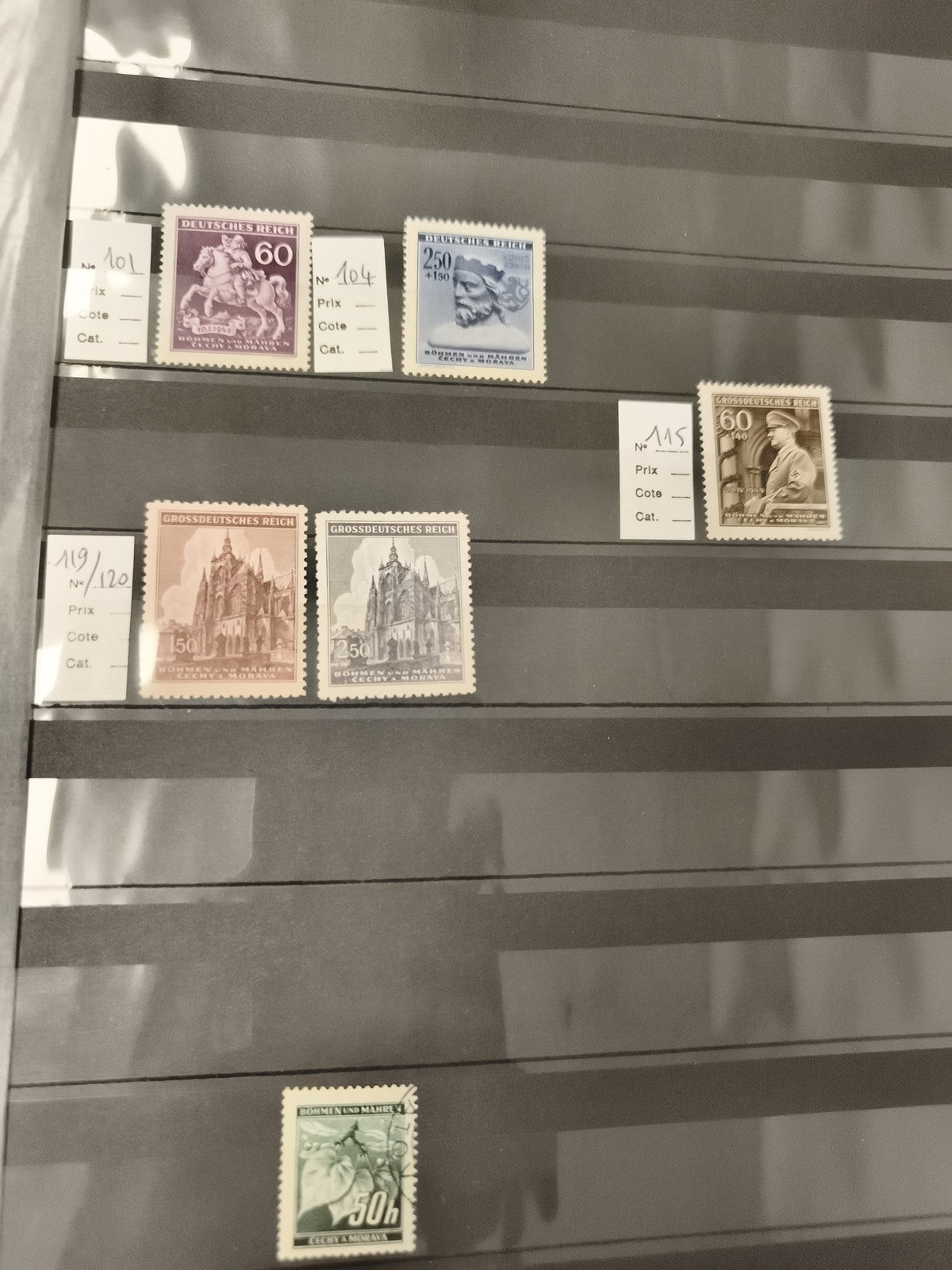 Timbres Allemagne Reich et Bohême Moravie x6 Philatélie, architecture, personnag