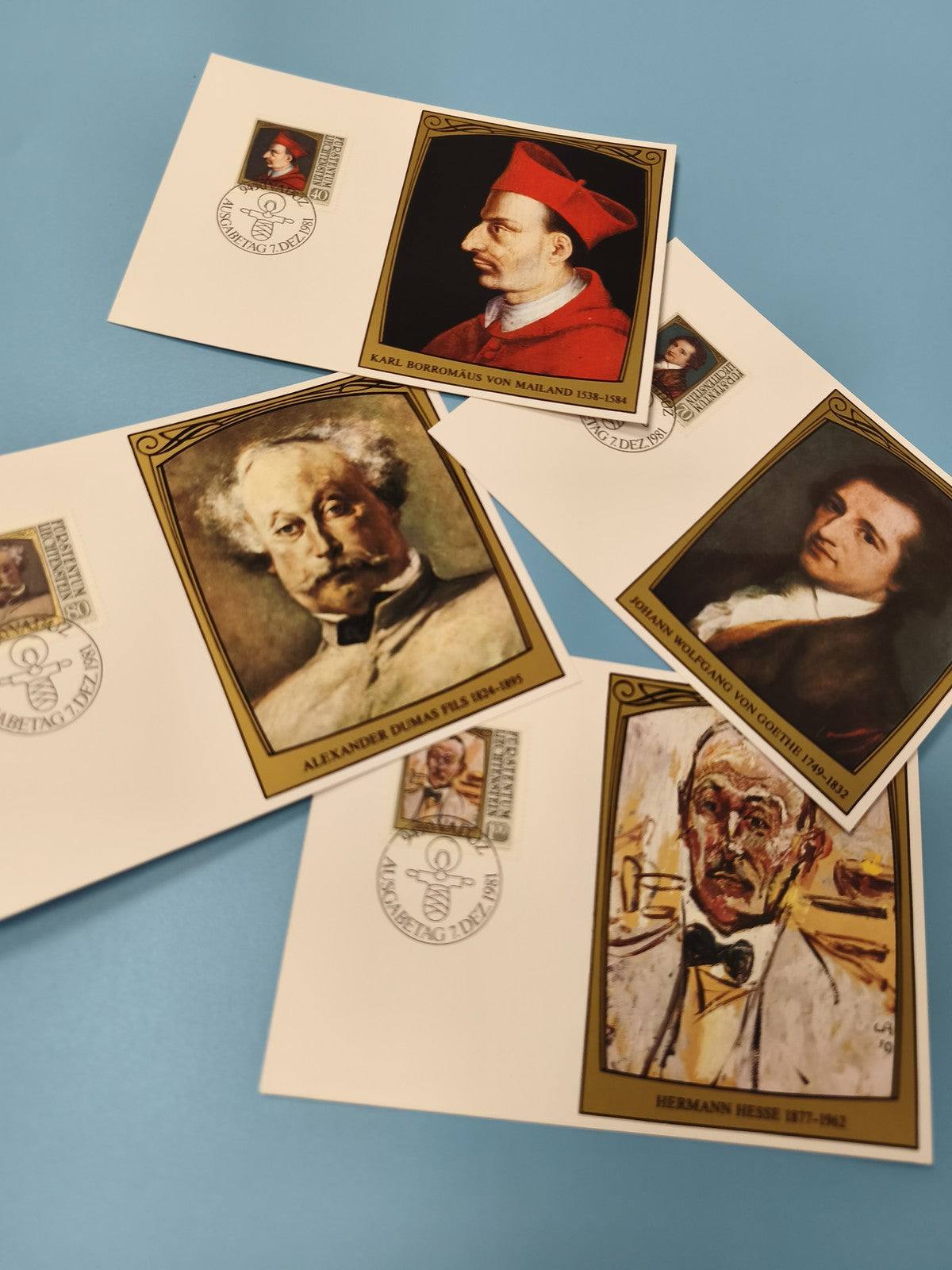 Lot cartes postales timbrées portraits célèbres philatélie Allemagne