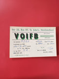 Carte radio QSL VO1FB St John's Newfoundland radioamateur QSO F3EG vert blanc