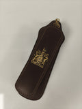 Brosse ancienne de collection, étui marron blason doré, accessoire vintage