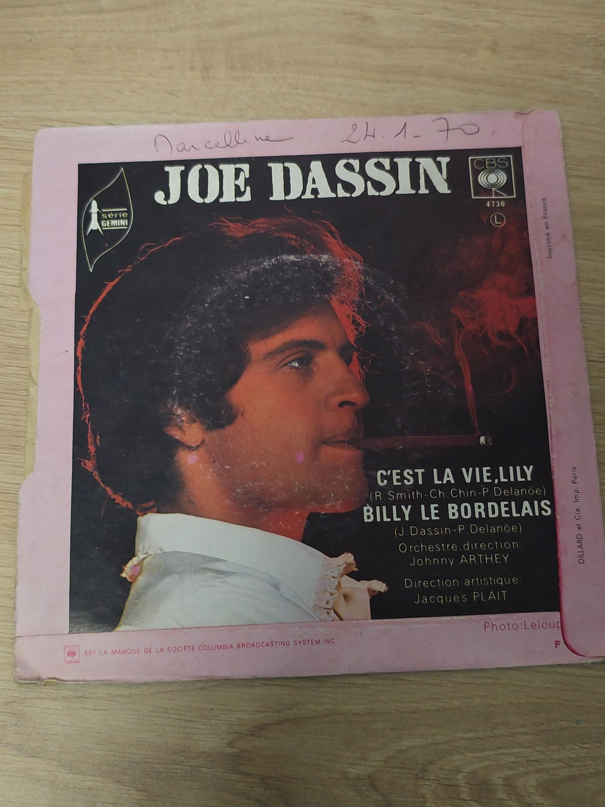 Vinyle 45 tours rétro Joe Dassin ancien disque collection chanson française vint