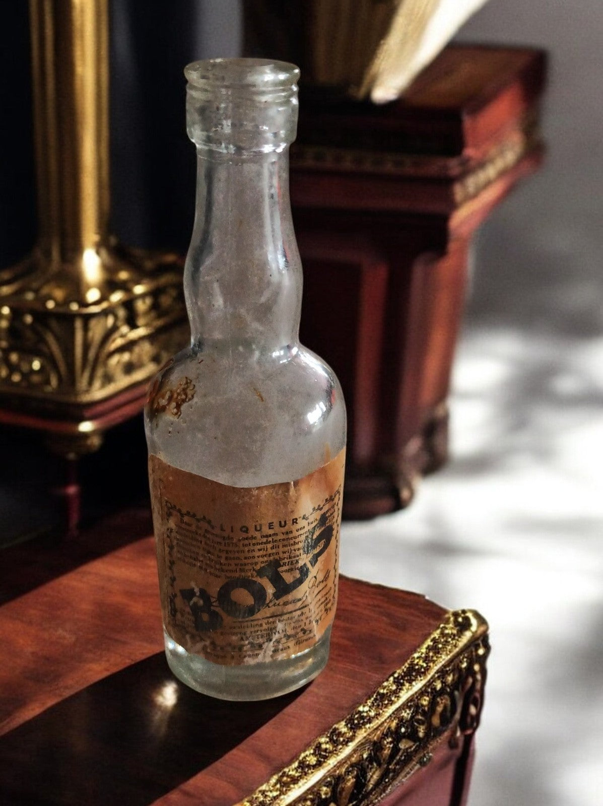 Bouteille mignonette vide Bols liqueur vintage étiquette d'origine déco bar