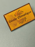 Vintage pin's Génie Climatique rectangulaire jaune rétro ancien collection