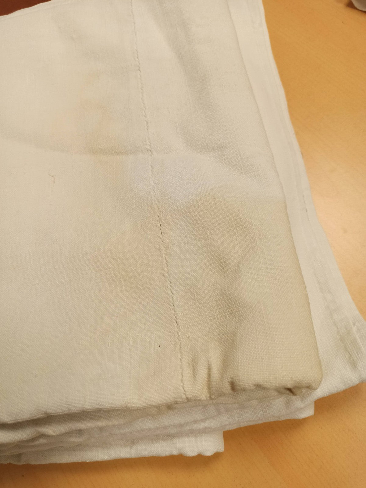 Drap de lit ancien brodé ancres vintage fin XIXe, rare linge rétro collection