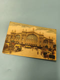 Ancienne carte postale animée Paris Gare du Nord, boulevard Denain vintage