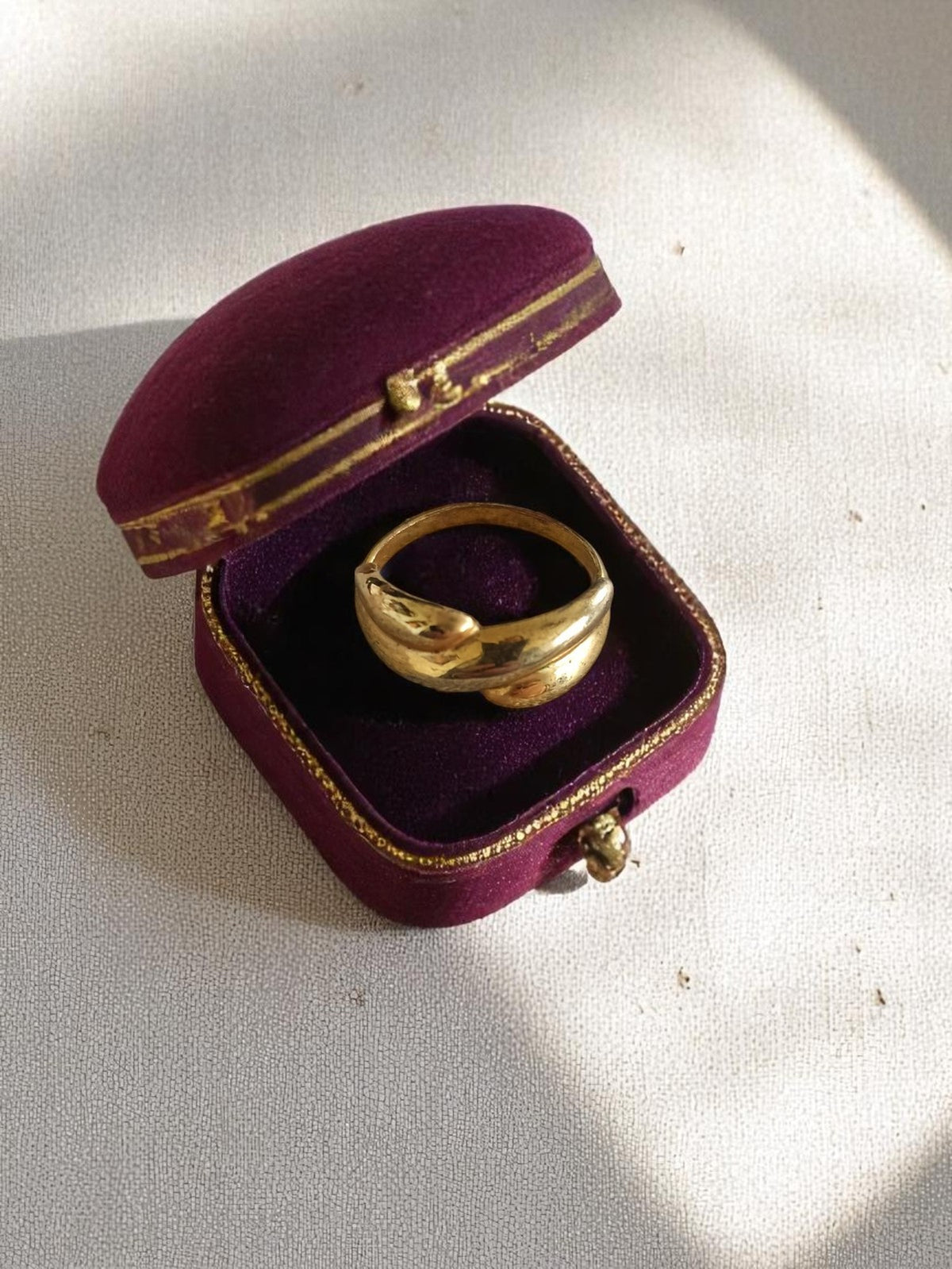 Vintage-Goldring, Größe 55, gewellter Retro-Modering, Damenaccessoire