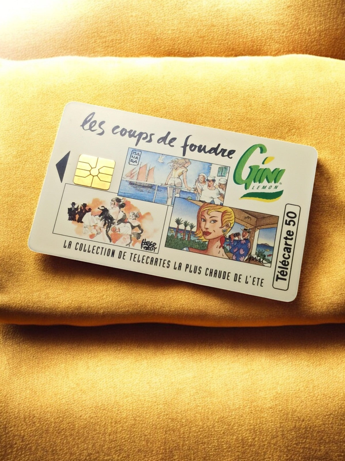 Carte téléphonique vintage Télécarte 50 Les Coups de Foudre Gina Lemon illustrée