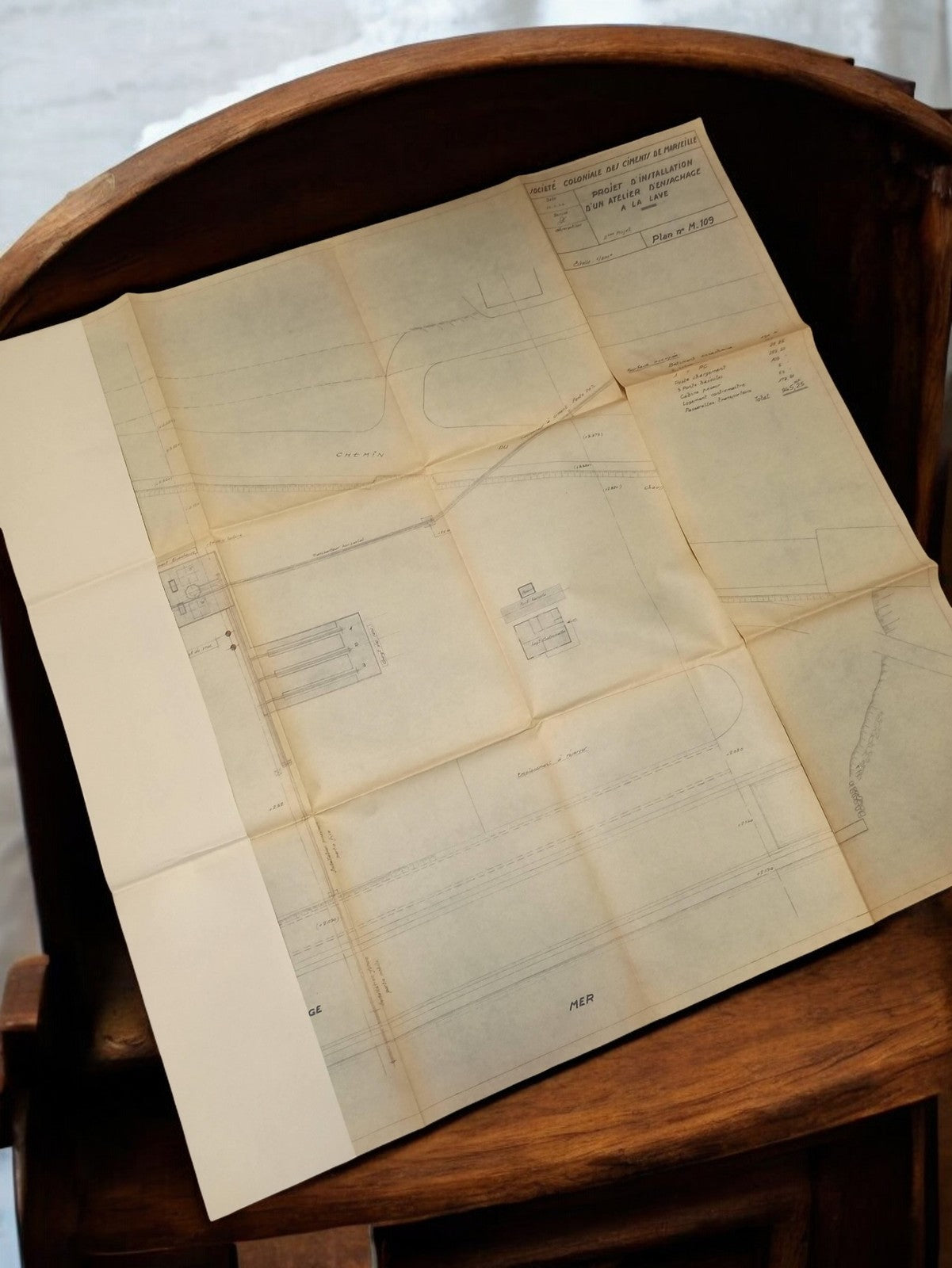 Plan ancien Marseille Société Chemin de Fer années 30-40 hydraulique travaux pub