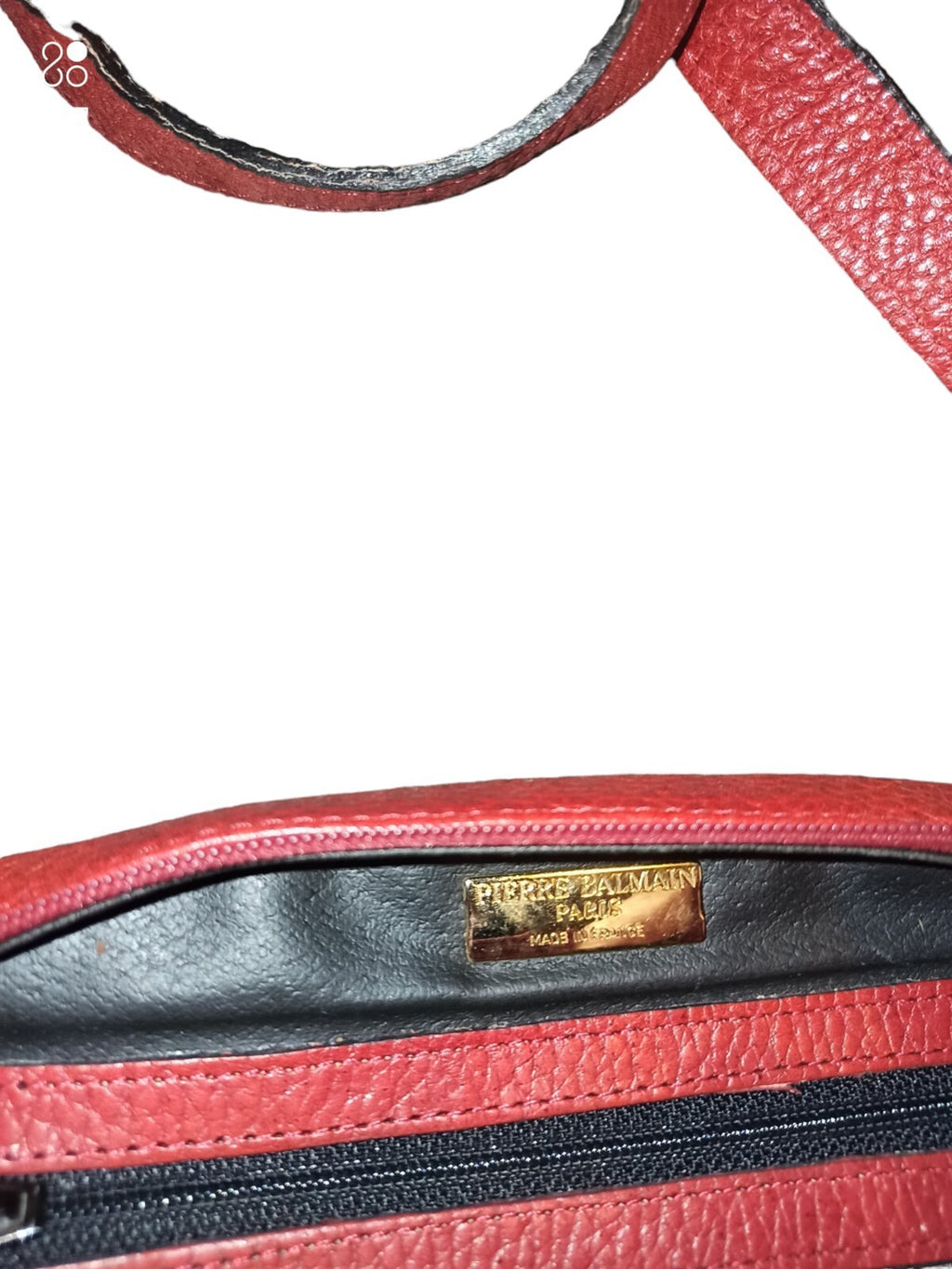 Sac bandoulière Balmain Paris cuir rouge grainé logo femme