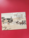 Carte postale philatélie timbre Berline diligence chevaux oblitérée France