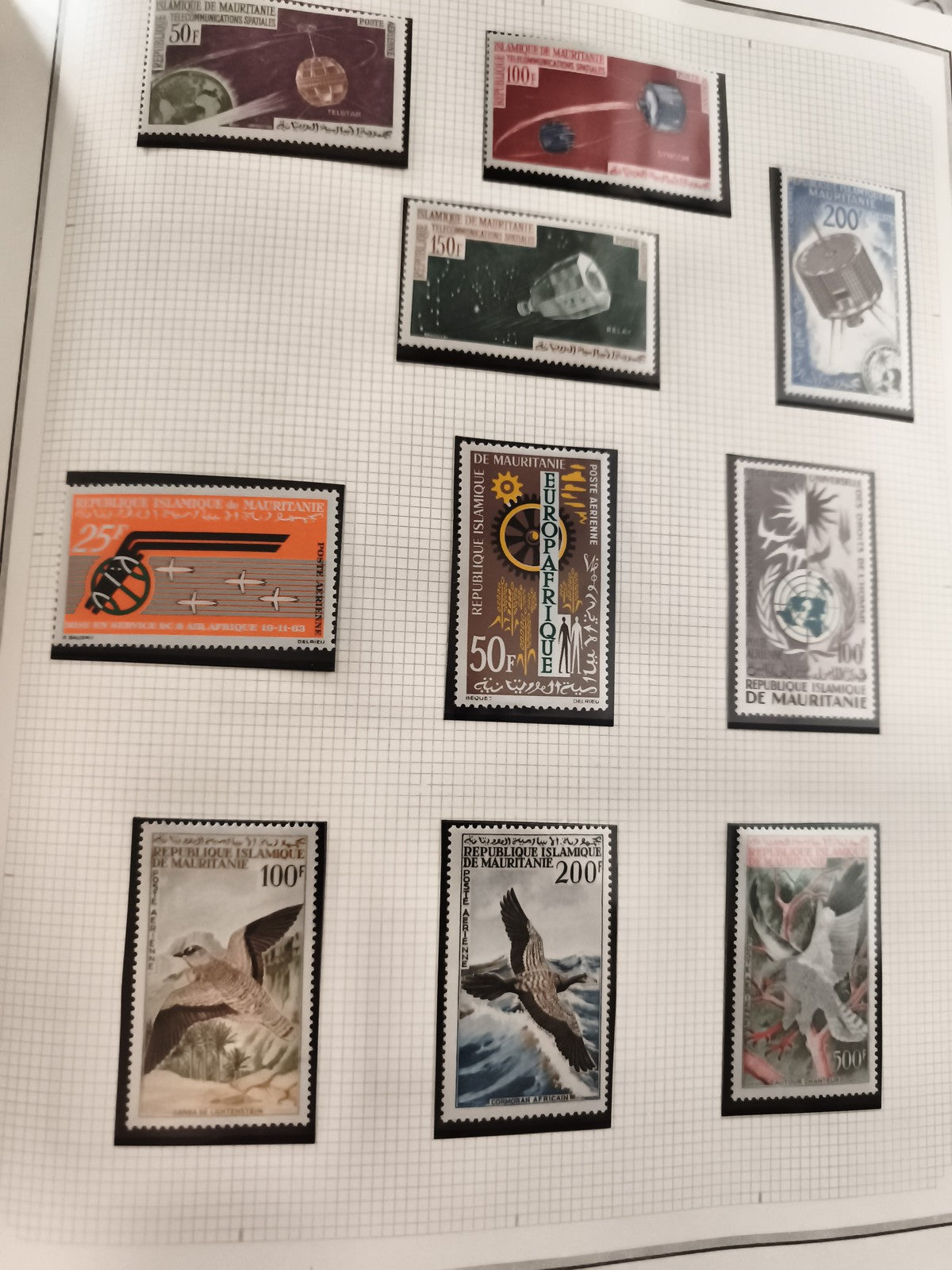 Timbres neufs Mauritanie anciens thèmes spatiaux oiseaux ONU Europa